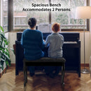 Solid Wood PU Leather Piano Bench with Storage-Black