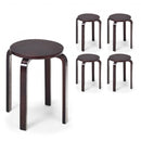 Set of 4 18" Wood Home Backless Dining Chairs-Deep Brown