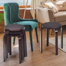 Set of 4 18" Wood Home Backless Dining Chairs-Deep Brown