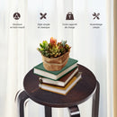 Set of 4 18" Wood Home Backless Dining Chairs-Deep Brown