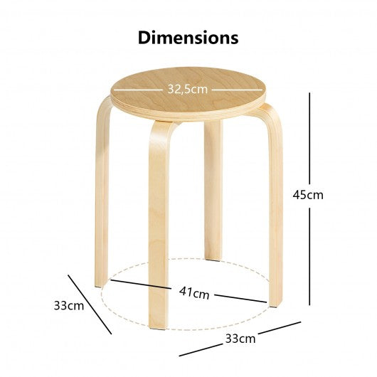 Set of 4 18" Wood Home Backless Dining Chairs