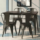 4 pcs Tolix Style Metal Dining Side Chair Stackable Wood Seat-Black