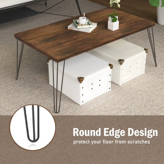 Rustic Industrial Solid Wood Rectangular Cocktail Coffee Table
