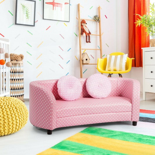 2 Seat Kids Sofa Armrest Chair with Two Cloth Pillows
