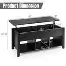 Lift Top Coffee Table with Storage Lower Shelf-Black