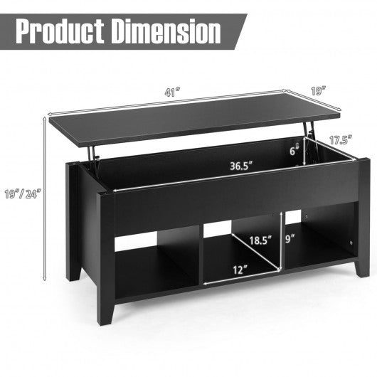 Lift Top Coffee Table with Storage Lower Shelf-Black