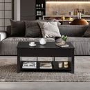 Lift Top Coffee Table with Storage Lower Shelf-Black