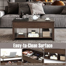 Lift Top Coffee Table with Storage Lower Shelf-Brown