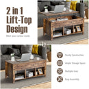 Lift Top Coffee Table with Storage Lower Shelf-Tan