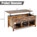 Lift Top Coffee Table with Storage Lower Shelf-Tan