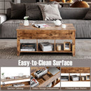 Lift Top Coffee Table with Storage Lower Shelf-Tan