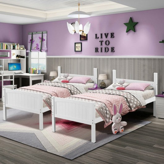 Wooden Bunk Beds Convertable 2 Individual Beds-White