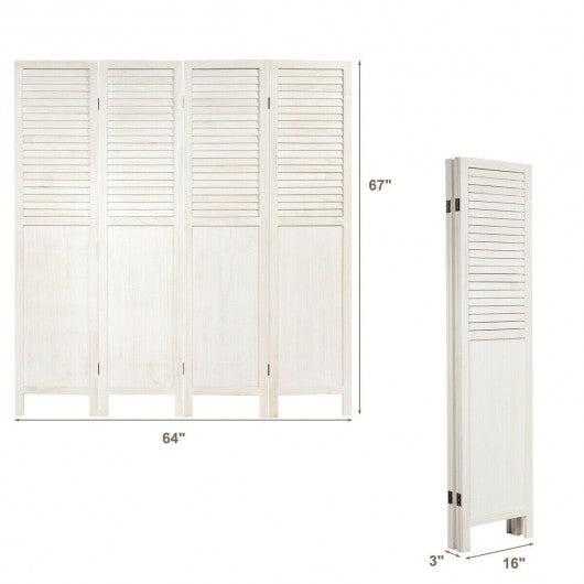 5.6 Ft Tall 4 Panel Folding Privacy Room Divider-White
