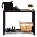 Metal Frame Wood  Console Sofa Table with Storage Shelf-Black