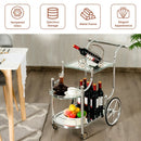 Kitchen Glass Shelves Metal Frame Serving Rolling Cart