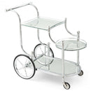 Kitchen Glass Shelves Metal Frame Serving Rolling Cart