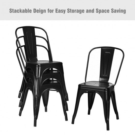 4 Pcs Modern Bar Stools with Removable Back and Rubber Feet-Gun