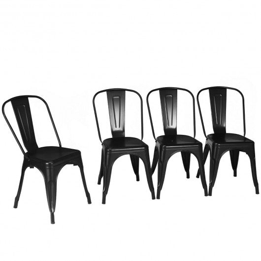 4 Pcs Modern Bar Stools with Removable Back and Rubber Feet-Gun