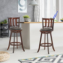 Set of 2 Wood Swivel Counter Height Dining Pub Bar Stools with PVC Cushioned Seat-31"