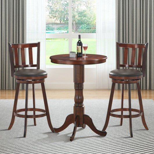 Set of 2 Wood Swivel Counter Height Dining Pub Bar Stools with PVC Cushioned Seat-31"