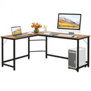 L Shaped Corner Computer Desk Laptop Gaming Table Workstation-Coffee