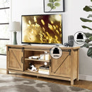 TV Stand Media Center Console Cabinet with Sliding Barn Door - Oak