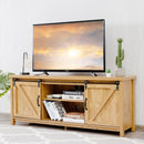 TV Stand Media Center Console Cabinet with Sliding Barn Door - Golden