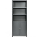 Bookcase Shelving Storage Wooden Cabinet Unit Standing Display Bookcase with Doors-Gray