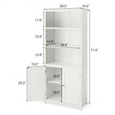 Bookcase Shelving Storage Wooden Cabinet Unit Standing Display Bookcase with Doors-White
