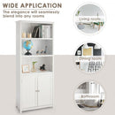 Bookcase Shelving Storage Wooden Cabinet Unit Standing Display Bookcase with Doors-White