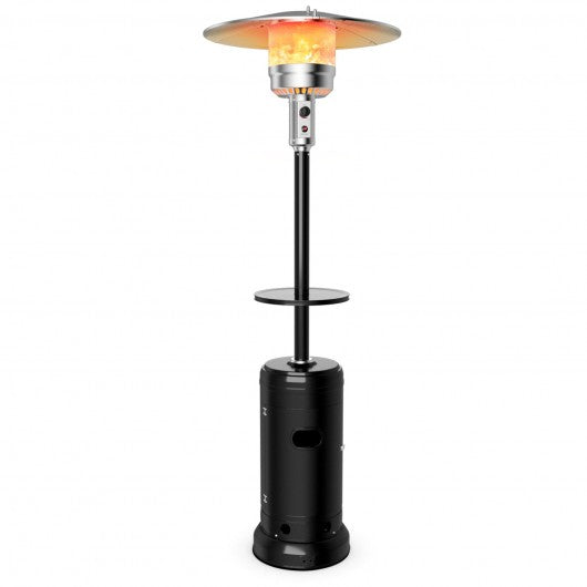 Outdoor Heater Propane Standing LP Gas Steel with Table & Wheels-Black