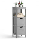Bathroom Wooden Floor Cabinet Multifunction Storage Rack Stand Organizer-Gray