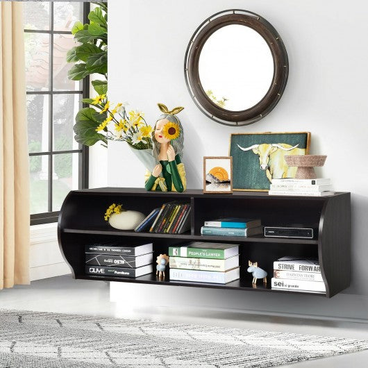 48.5" 2 Tier Modern Wall Mounted Hanging Floating Shelf-Brown