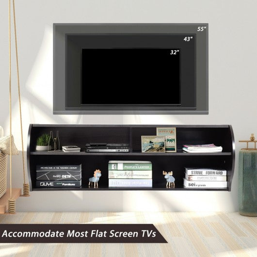 48.5" 2 Tier Modern Wall Mounted Hanging Floating Shelf-Brown