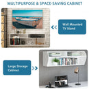 48.5" 2 Tier Modern Wall Mounted Hanging Floating Shelf-White