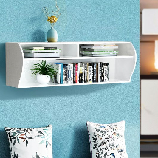 48.5" 2 Tier Modern Wall Mounted Hanging Floating Shelf-White
