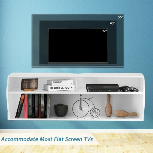 48.5" 2 Tier Modern Wall Mounted Hanging Floating Shelf-White