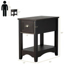 Contemporary Chair Side End Table Compact Table with Drawer Nightstand-Coffee