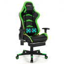 Massage LED Gaming Chair with Lumbar Support and Footrest-Green