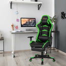 Massage LED Gaming Chair with Lumbar Support and Footrest-Green
