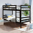 Twin Bunk Bed Children Wooden Bunk Beds Solid Hardwood-Coffee