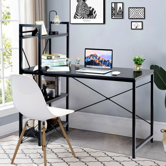 47.5" Writing Study Computer Desk with 4-Tier Shelves-Black