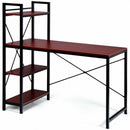 47.5" Writing Study Computer Desk with 4-Tier Shelves-Coffee