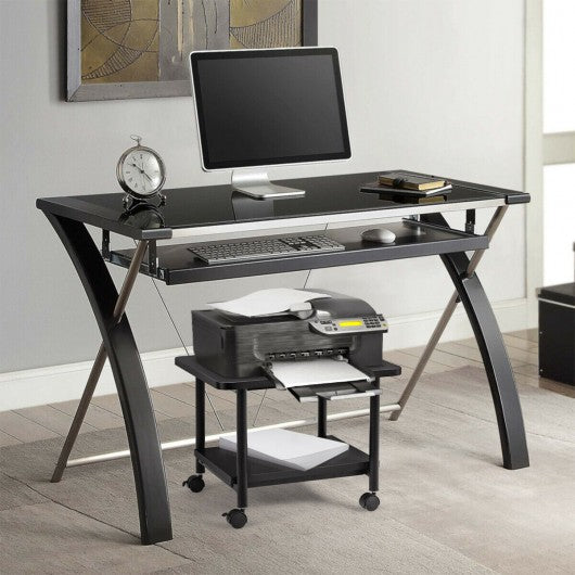 Under Desk Printer Stand with 360° Swivel Casters-Black