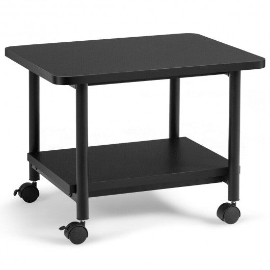 Under Desk Printer Stand with 360° Swivel Casters-Black