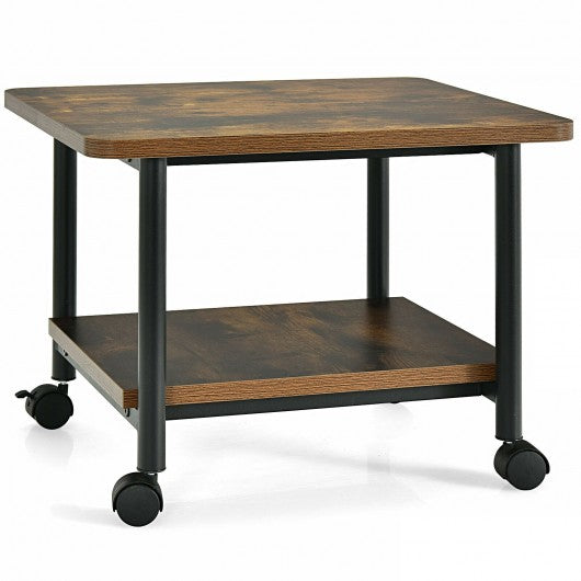 Under Desk Printer Stand with 360° Swivel Casters-Brown