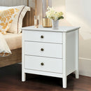 Nightstand Beside End Side Table Organizer with 3 Drawers-White