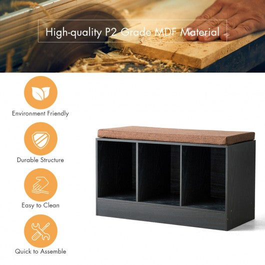 3-Cube Storage Box Organizer Shoe Bench with Padded Cushion