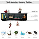 Hanging Entryway Shelf Coat Rack Wall Mounted Storage Cabinets-Black