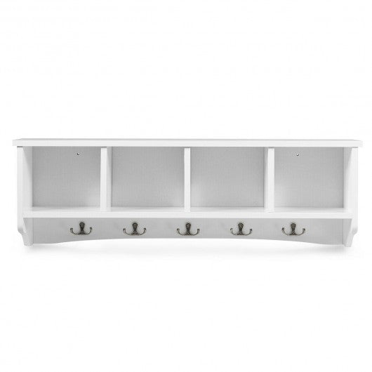 Wall-Mounted Storage Cabinet Hanging Entryway Shelf Coat Rack